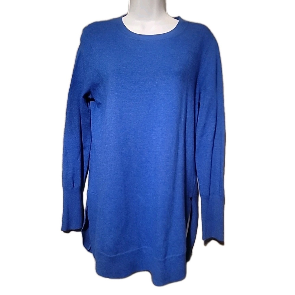 NWT J Crew Sweater Sm‎ Blue Long Sleeve Merino Wool Crew Neck Pullover Lagenlook